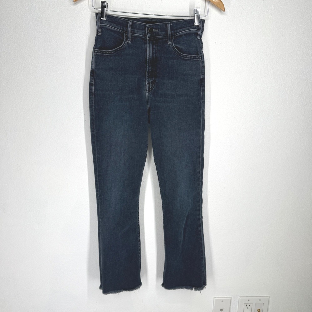 Mother The Hustler Ankle Fray Jeans Dark Wash High Rise Cropped 27 1117-104